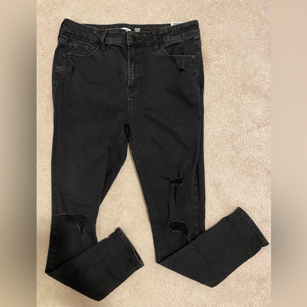 Old Navy High Rise Distressed Black Jeans